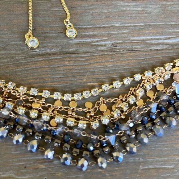 Anthropologie Cosmic Multi-Strand Necklace Gold Copper Crystals Pewter - Picture 4 of 8